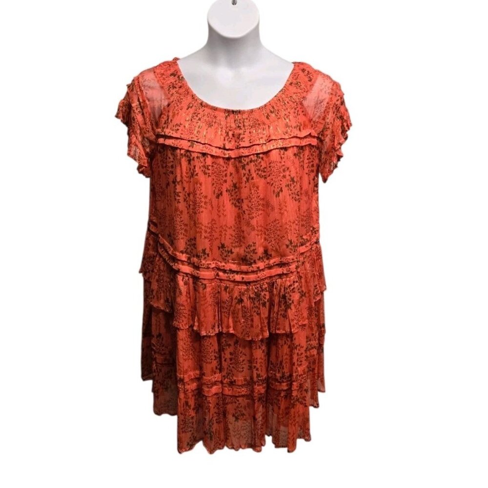 Muche Et Muchette Womens OS Orange Twirl Dress Casual Cottagecore Boho Chic